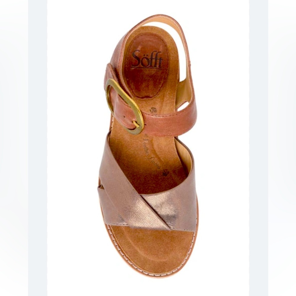 UNWORN Sofft BAYO CRISSCROSS ANKLE STRAP SANDAL IN COFFEE Size 8M